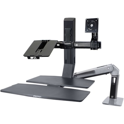 Ergotron WorkFit Multi Component Mount for Workstation, Notebook - Black - Height Adjustable - 1 Display(s) Supported - 24" Screen Support - 24.25 lb (11000 g) Load Capacity - 100 x 100, 75 x 75 - VESA Mount Compatible O COMBO  WORKFIT-C. 