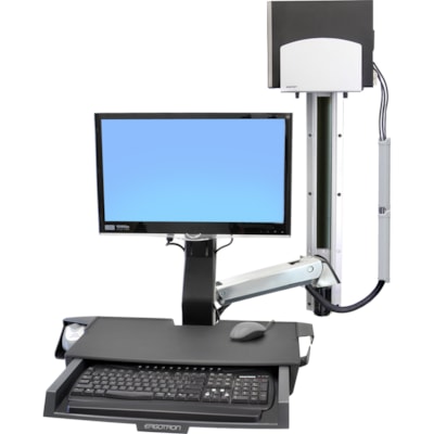 Ergotron StyleView Multi Component Mount for CPU, Flat Panel Display, Mouse, Keyboard - 24" Screen Support - 32 lb (14514.96 g) Load Capacity - 75 x 75, 100 x 100 - VESA Mount Compatible - Aluminum, Plastic FACE  PRE-CONFIGURATION  MEDIU M CPU HOLDER