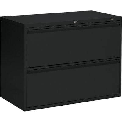 Global MVL1936P2 File Cabinet - 2-Drawer - 36" (914.40 mm) Width x 19.5" (495.30 mm) Depth x 27.1" (689.36 mm) Height - 2 x Drawer(s) for File - A4, Legal, Letter - Lateral - Lockable, Recessed Handle, Leveling Glide - Black - Metal  