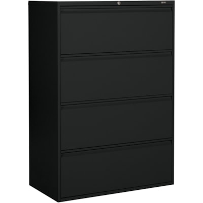 Global MVL1936P4 File Cabinet - 4-Drawer - 36" (914.40 mm) Width x 19.5" (495.30 mm) Depth x 51.9" (1318.01 mm) Height - 4 x Drawer(s) for File - A4, Legal, Letter - Lateral - Lockable, Recessed Handle, Leveling Glide - Black - Metal  