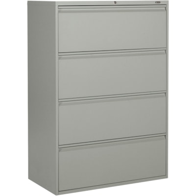 Global MVL1936P4 File Cabinet - 4-Drawer - 36" (914.40 mm) Width x 19.5" (495.30 mm) Depth x 51.9" (1318.01 mm) Height - 4 x Drawer(s) for File - A4, Legal, Letter - Lateral - Lockable, Recessed Handle, Leveling Glide - Gray - Metal  