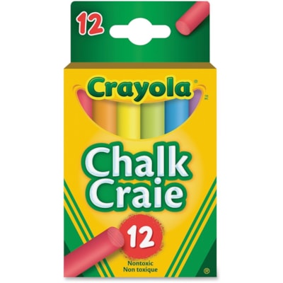 Crayola Chalkboard Chalk Stick - Assorted - Break Resistant - 12 / Pack STANDARD SIZE 3/8X3-1/4 12/BOX 