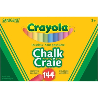 Crayola Dustless Chalk Stick - Assorted - Break Resistant, Non-toxic - 144 / Box 144/BX 