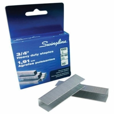 Swingline Premium Heavy Duty Staples, 3/4" - 100 Per Strip - Heavy Duty - 3/4" Leg - Holds 160 Sheet(s) - for Paper - Heavy Duty, Chisel Point, Jam-free - 1000 / Box 3/4" LEG  90-160 SHT CAPACTY 1000 PER BOX