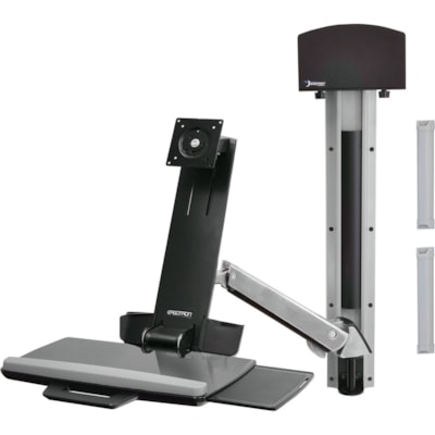 Ergotron StyleView 45-273-026 Multi Component Mount for Flat Panel Display, Keyboard, CPU - Polished Aluminum - Height Adjustable - 1 Display(s) Supported - 24" Screen Support - 29 lb (13154.18 g) Load Capacity - 75 x 75, 100 x 100 - VESA Mount Compatible - Plastic Sit-Stand Combo System with Sm all CPU Holder (poli