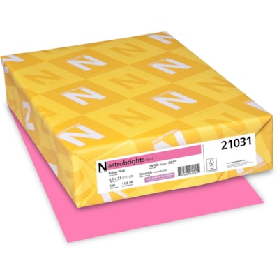 Astrobrights - Papier couleur 21031 - format lettre - 8 1/2 po (215,90 mm) x 11 po (279,40 mm) - 24 lb (10886,22 g) Poids de Base - Sans acide, Sans lignine - Rose pulsar - 500 / Ramette FSC LASER JET D'ENCRE GARANTIE PULSAR ROSE
