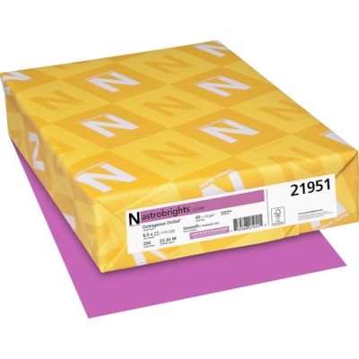 Astrobrights Color Cover Stock - Orchid - Letter - 8 1/2" (215.90 mm) x 11" (279.40 mm) - 65 lb (29483.50 g) Basis Weight - Acid-free, Lignin-free - Outrageous Orchid - 250 / Pack FSC LASER INKJET GUARANTEED 