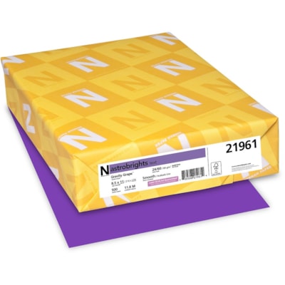 Astrobrights - Papier couleur 21961 - format lettre - 8 1/2 po (215,90 mm) x 11 po (279,40 mm) - 24 lb (10886,22 g) Poids de Base - Sans acide, Sans lignine - 500 / Ramette FSC LASER INKJET GUARANTEED GRAVITY GRAPE