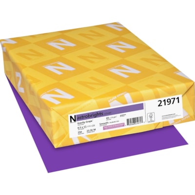 Astrobrights Color Cover Stock - Grape - Letter - 8 1/2" (215.90 mm) x 11" (279.40 mm) - 65 lb (29483.50 g) Basis Weight - Acid-free, Lignin-free - Gravity Grape (Purple) - 250 / Pack FSC LASER INKJET GUARANTEED 