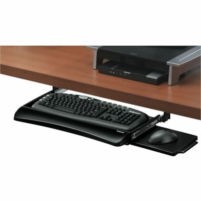 Fellowes Office Suites Keyboard Drawer - 2.3" Height x 20.1" Width x 7.7" Depth - Black - Steel AND RETRACTABLE MOUSE TRAY 