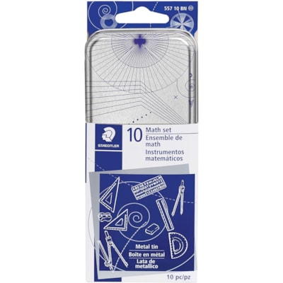 Staedtler Geometry Set - 10 Piece(s) - 1 Each MATH SET WITH TIN STORAGE CASE 