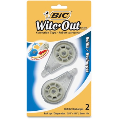 Wite-Out Correction Tape Refill Cartridge - 1 Line(s) - Tear Resistant, Odorless, Writable Surface - 2 / Pack REFILL FOR USE W/ #WOTRP11 EACH TAPE MEASURES 5MM X 14M