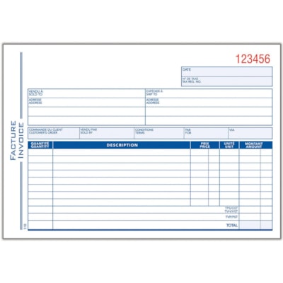 Adams Invoice Form Book - Twin Wirebound - 3 Part - 5.56" (141.22 mm) x 8.43" (214.12 mm) Form Size - White, Yellow - 1 Each 5 9/16" X 8 7/16"  50/PAD 