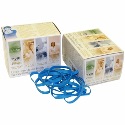 VLB Antimicrobial Latex Free Elastic Bands - Size: #33 - 3.50" (88.90 mm) Length x 0.12" (3.05 mm) Width - Latex-free, Antimicrobial, Elastic, Reusable, Stretchable, Durable - Synthetic Rubber - Cyan Blue - 153 / Box ANTI-MICROBIAL LATEX-FREE 1/4LB BOX  BLUE COLOUR