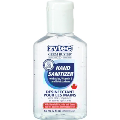 Zytec Hand Sanitizer Gel - 60 mL - Hand - Clear - 1 Each PUMP/70% ALCOHOL 