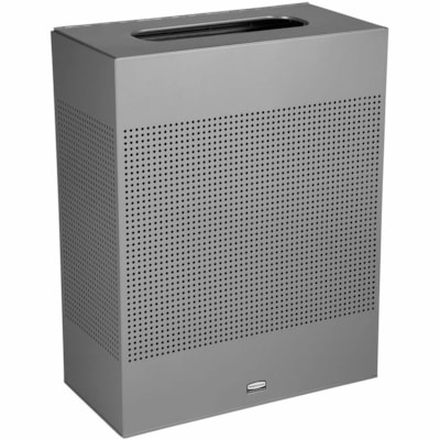 Rubbermaid Commercial Silhouettes Large Rectangle 22.5 Gal Stardust Silver Metallic - 85.17 L Capacity - Rectangular - For Indoor - Perforated, Leak Proof, Rigid, Fire-Safe, Removable Lid, Durable - Plastic, Steel, Metal - Stardust Silver Metallic 22.5 GOLLON SILVER METALLIC OPEN TOP  INDOOR