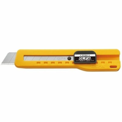 Olfa 18mm SL-1 Basic Slide-Lock Utility Knife - 1 lb (453.59 g) - Sliding Lock, Durable, Interchangeable Blade, Heavy Duty, Serrated Edge, Long Lasting, Ergonomic Grip W/ONE-TOUCH BLADE SLIDE LOCK SNAP-OFF CUTTER BLADES-18MM