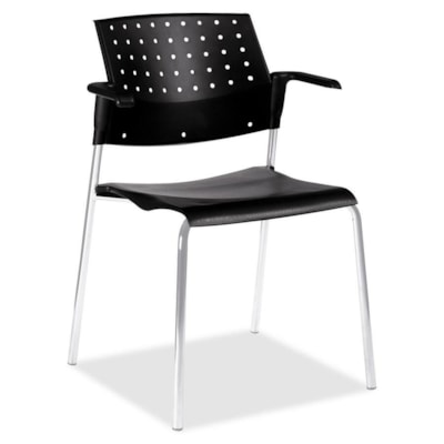 Global Sonic 6513 Stacking Chair with Arms - Black Seat Color - Polypropylene Seat Material - Chrome Frame Color - Metal Frame Material GLOBAL BLACK 