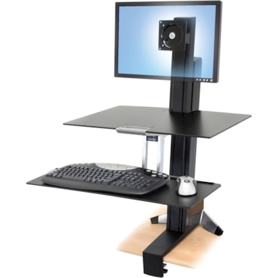 Ergotron Workfit-S, Single Ld With Worksurface+ - Up to 24" Screen Support - 18 lb (8164.66 g) Load Capacity - Flat Panel Display Type Supported - 44" (1117.60 mm) Depth - Desktop - Polished - Aluminum, Steel, Plastic - Black um  high-grade plastic and pow der coated painted s