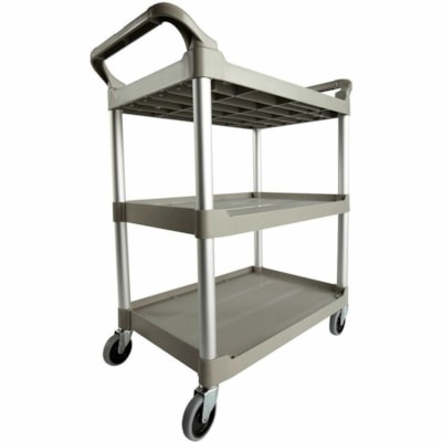 Rubbermaid Commercial - Chariot utilitaire Rubbermaid - 3 Plateau - 200 lb (90718,47 g) Capacité - 4 Roulette - 4 po (101,60 mm) Taille de roulette - Plastique, Aluminium - Platinum ROULETTES DE DIAMèTRE 4 " 