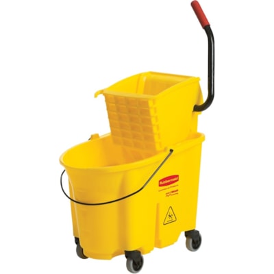Rubbermaid Commercial WaveBrake Bucket/Wringer - 33.10 L - Yellow - 1 Each RUBBERMAID WAVEBRAKE YELLOW 