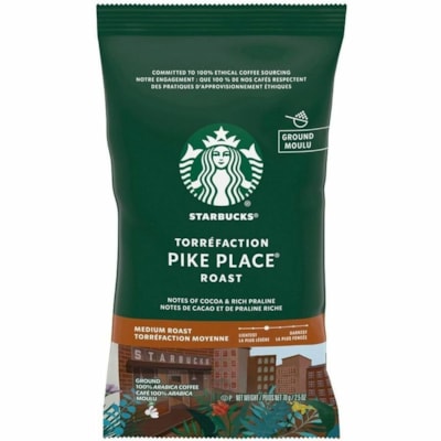 Starbucks Pike Place Roast Ground - Medium - 2.5 oz (70.9 g) Per Box - 18 Packet - Pike Place Roast - 18 / Box 2.5OZ PACKS  BOX OF 18 