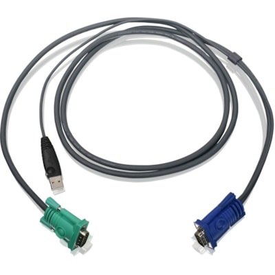 IOGEAR USB KVM Cable 6 Ft - 6 ft (1.83 m) KVM Cable for Keyboard/Mouse, KVM Switch, Video Device - First End: 1 x 15-pin HD-15 - Male - Second End: 1 x USB Type A - Male, 1 x 15-pin HD-15 - Male - Shielding - 22 AWG - Black - 1  VGA  6 FEET FOR GCS1716  GCS17 42 OR GCS1744 (TAA)