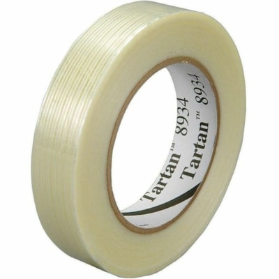 Tartan Filament Tape - 60.1 yd (55 m) Length x 0.71" (18 mm) Width x 4.33 mil (0.11 mm) Thickness - Transparent - Fiberglass - Polypropylene Film Backing - Synthetic Rubber Adhesive - Nick Resistant, Abrasion Resistant, Moisture Resistant - For Strapping, Bundling, Reinforcing, Plastic, Metal Surfac  
