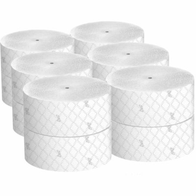 Scott Coreless High-Capacity Jumbo Roll Toilet Paper with Elevated Design - 2 Ply - 3.78" (96.01 mm) Width x 1150 ft (350.52 m) Length - White - Fiber - 12 / Carton BATH TISSUE ROLL 3-7/10"X1150' WHITE CASE OF 12 ROLLS