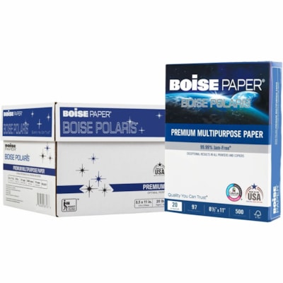 Polaris - Papier Ã usages multiples haut de gamme Polaris , CertifiÃ FSC, rame - 97 Luminosité - format lettre - 8 1/2 po (215,90 mm) x 11 po (279,40 mm) - 20 lb (9071,85 g) Poids de Base - Lisse - Sans bourrage, Double face, Technologie ColorLok, Séchage rapide - Blanc - 5000 / Carton 8 5X11 BRILLANCE DE 97 20LB BOISE POLARIS  CERTIFIÉ FSC