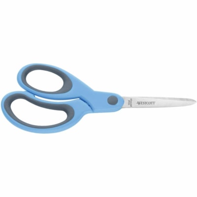 Westcott 7" Soft Grip Lefty Scissors - 7" (177.80 mm) Overall Length - Left - Stainless Steel - Blue - 1 Each  