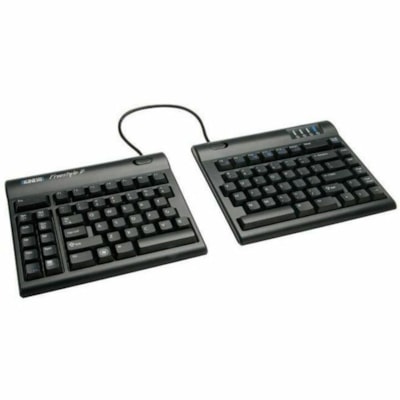 Kinesis Freestyle2 Keyboard for PC - Cable Connectivity - USB Interface - Cut, Copy, Paste, Undo, Pause, Page Movement, Home, Forward Hot Key(s) - Windows 7, Windows 11, Linux - Computer - PC - Membrane/Rubber Dome Keyswitch - Black ENGLISH QUIET LOW-FORCE KEYS MFG. WARRANTY ONLY