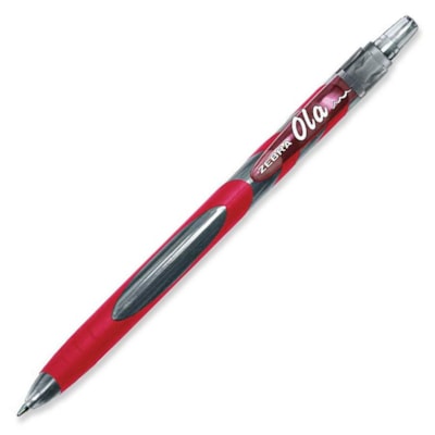 STYLO BILLE RÉTRACTABLE ROUGE MOYEN PRISE CAOUTCHOUC ZEBRA OLA