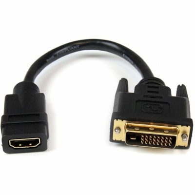 StarTech.com 8in HDMIÂ® to DVI-D Video Cable Adapter - HDMI Female to DVI Male - Connect a DVI-D device to an HDMI-enabled device using a standard HDMI cable - hdmi female to dvi male cable - hdmi female to dvi male adapter - hdmi to dvi adapter cable -hdmi to dvi dongle  ADAP 