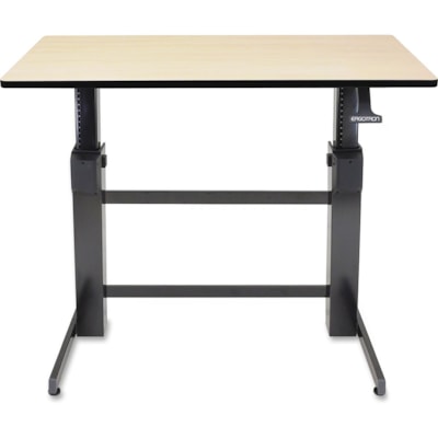 Ergotron WorkFit-D, Sit-Stand Desk (Birch Surface) - Birch Rectangle Top - 65 lb (29.48 kg) Capacity - Height Adjustable - 30.6" (777.24 mm) to 50.6" (1285.24 mm) Adjustment - 47.6" (1209.04 mm) Table Top Width x 23.5" (596.90 mm) Table Top Depth - 50.6" (1285.24 mm) Height - Office - Black - 1 Each  GRAIN 