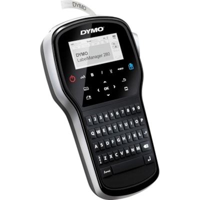 Dymo LabelManager 280P - Tape, Label - 0.25" (6.35 mm), 0.37" (9.40 mm), 0.50" (12.70 mm) - LCD Screen - Battery - Battery Included - Silver, Black - Mac, PC - QWERTY, Underline, Auto Power Off - for Home, Office  