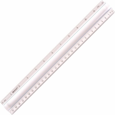 Westcott 12" Clear Magnifying Data Processing Ruler - 30.48 cm Length - 1/16 Graduations - Imperial, Metric Measuring System - Glass - Clear - 1 Each CLEAR REGLE GROISSISSANTE 12"/30CM