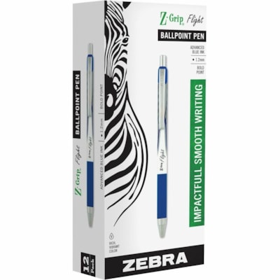 Zebra Z-Grip Flight Retractable Pens - 1.2 mm (0.05") Bold Pen Point - Retractable - Blue Ink - 1 Each MEDIUM 1.2MM 