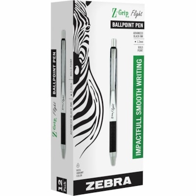 Zebra Z-Grip Flight Retractable Pens - 1.2 mm (0.05") Bold Pen Point - Retractable - Black Ink - 1 Each MEDIUM 1.2MM 