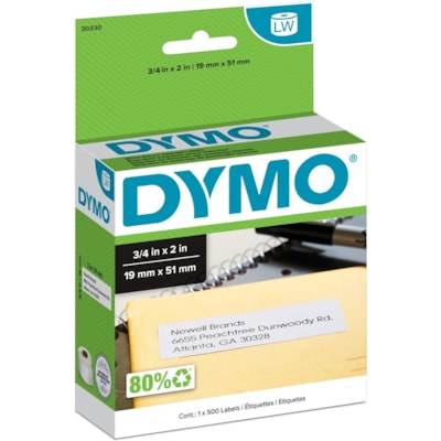 Dymo LW Return Address Labels 3/4" x 2" - 3/4" (19.05 mm) Width x 2" (50.80 mm) Length - Rectangle - Direct Thermal - White - 500 / Roll - 500 Total Label(s) - 500 / Roll 500 LABELS PER ROLL 