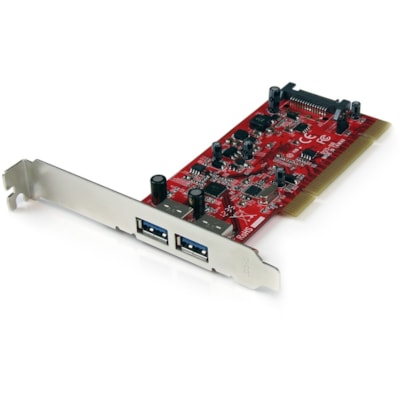 StarTech.com 2 Port PCI SuperSpeed USB 3.0 Adapter Card with SATA Power - 5Gbps - Add 2 SuperSpeed USB 3.0 ports to a computer through a PCI slot - pci usb 3.0 adapter - pci usb 3.0 adapter card - pci usb 3.0 card -pci usb 3.0 controller  to a computer through a PCI s lot - pci usb 3.0 ad