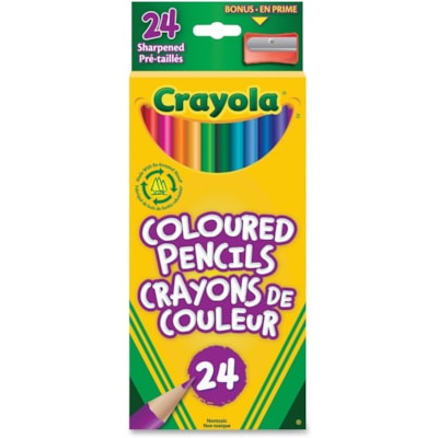 Crayola Colored Pencil - 3.3 mm (0.13") Assorted Lead - Wood Barrel - 24 / Pack PRESHARPENED 