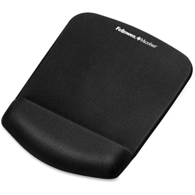 Fellowes PlushTouch Mouse Pad/Wrist Rest with FoamFusion Technology - Black - 1" (25.40 mm) x 7.25" (184.15 mm) x 9.38" (238.25 mm) Dimension - Black - Polyurethane - 1 Pack MICROBAN  BLACK 