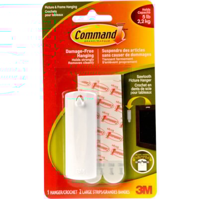 Command Sawtooth Picture Hanger, 17040C - 1 Hangers - 5 lb (2267.96 g) Capacity - for Pictures - 1 / Pack 17040C HOLDS 4 LB