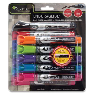 Quartet - Marqueur effaçable à sec EnduraGlide - Gras Pointe de marqueur - Effaçable - Ink Variées - 12 / emballage  