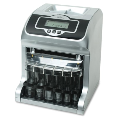 Royal Sovereign Two-Row Digital Coin Sorter - 180 coins/min bills/min - Silver  