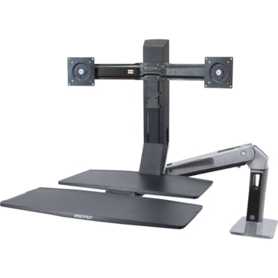 Ergotron WorkFit Mounting Arm for Flat Panel Display - Polished Black - Height Adjustable - 22" Screen Support - 25 lb (11339.81 g) Load Capacity - 75 x 75, 100 x 100 - VESA Mount Compatible - Aluminum tion - Polished aluminum - Bla ck - Versatile fit: