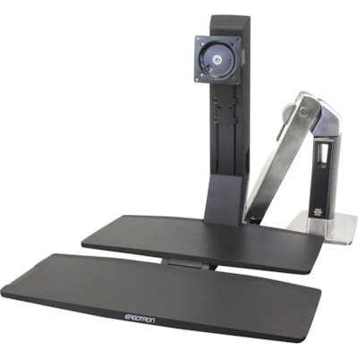 Ergotron WorkFit Mounting Arm for Flat Panel Display - Polished Black - Height Adjustable - 24" Screen Support - 20 lb (9071.85 g) Load Capacity - 75 x 75, 100 x 100 - VESA Mount Compatible - Aluminum d Workstation - Polished alumi num - Black - Versat