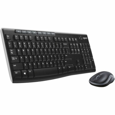 Logitech MK270 Wireless Keyboard and Mouse Combo for Windows, 2.4 GHz Wireless, Compact Mouse, 8 Multimedia and Shortcut Keys, 2-Year Battery Life, for PC, Laptop - USB Wireless RF 2.40 GHz Keyboard - English - Black - USB Wireless RF Mouse - Optical - 3 Button - Scroll Wheel - Black - Multimedia, I WIRELESS KEYBOARD/MOUSE  BLACK 