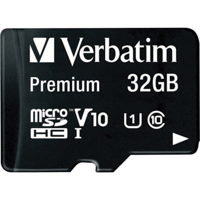 Verbatim 32GB Premium microSDHC Memory Card with Adapter, UHS-I V10 U1 Class 10 - 45 MB/s Read - Lifetime Warranty ADAPTER  CLASS 10 